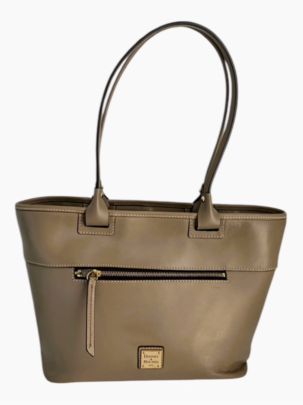 Vintage Dooney & Bourke Taupe Beacon Zip Tote